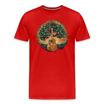 Yggdrasil Musicien de la nature Arbre de vie - T-shirt bio Premium Homme - rouge - Devant - Damien (186cm)