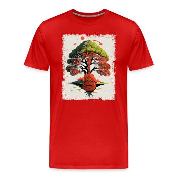 Yggdrasil Natur Musiker Baum des Lebens - Männer Premium Bio T-Shirt - Rot - Vorne - Damien (186cm)