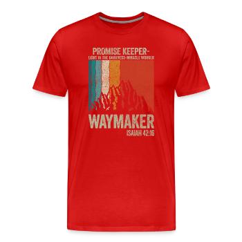 Wegweiser, Versprechenshüter, Wundertäter - Männer Premium Bio T-Shirt - Rot - Vorne - Damien (186cm)