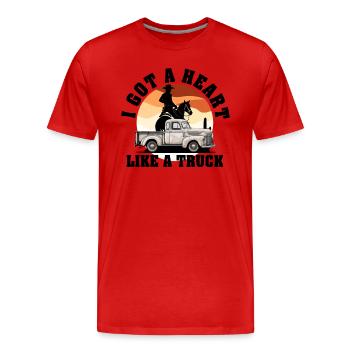 J’ai un cœur comme un camion - T-shirt bio Premium Homme - rouge - Devant - Damien (186cm)