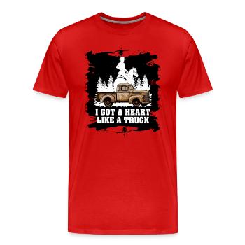 J’ai un cœur comme un camion - T-shirt bio Premium Homme - rouge - Devant - Damien (186cm)