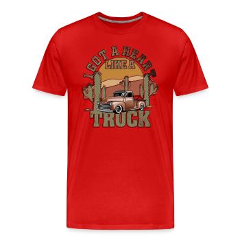 J’ai un cœur comme un camion - T-shirt bio Premium Homme - rouge - Devant - Damien (186cm)