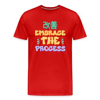 Japanische Kaizen begrüßen den Prozess - Männer Premium Bio T-Shirt - Rot - Vorne - Damien (186cm)