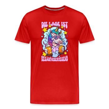 Die Lage Ist Besäufniserregend - Männer Premium Bio T-Shirt - Rot - Vorne - Damien (186cm)