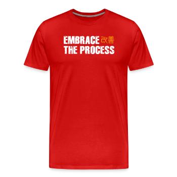 Japanische Kaizen begrüßen den Prozess - Männer Premium Bio T-Shirt - Rot - Vorne - Damien (186cm)