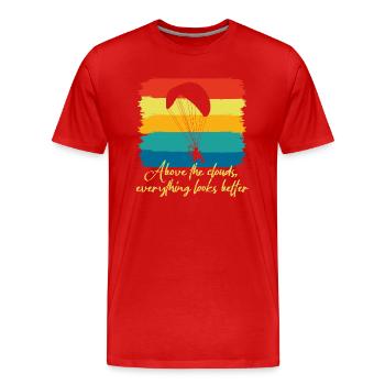 Au-dessus des nuages Passionné de paramoteur - T-shirt bio Premium Homme - rouge - Devant - Damien (186cm)