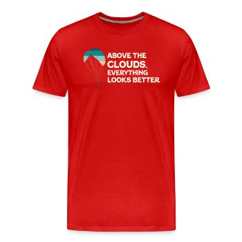 Au-dessus des nuages Passionné de paramoteur - T-shirt bio Premium Homme - rouge - Devant - Damien (186cm)