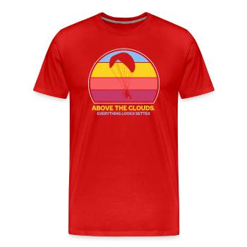 Au-dessus des nuages Passionné de paramoteur - T-shirt bio Premium Homme - rouge - Devant - Damien (186cm)