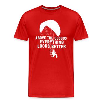 Au-dessus des nuages, tout semble mieux - T-shirt bio Premium Homme - rouge - Devant - Damien (186cm)