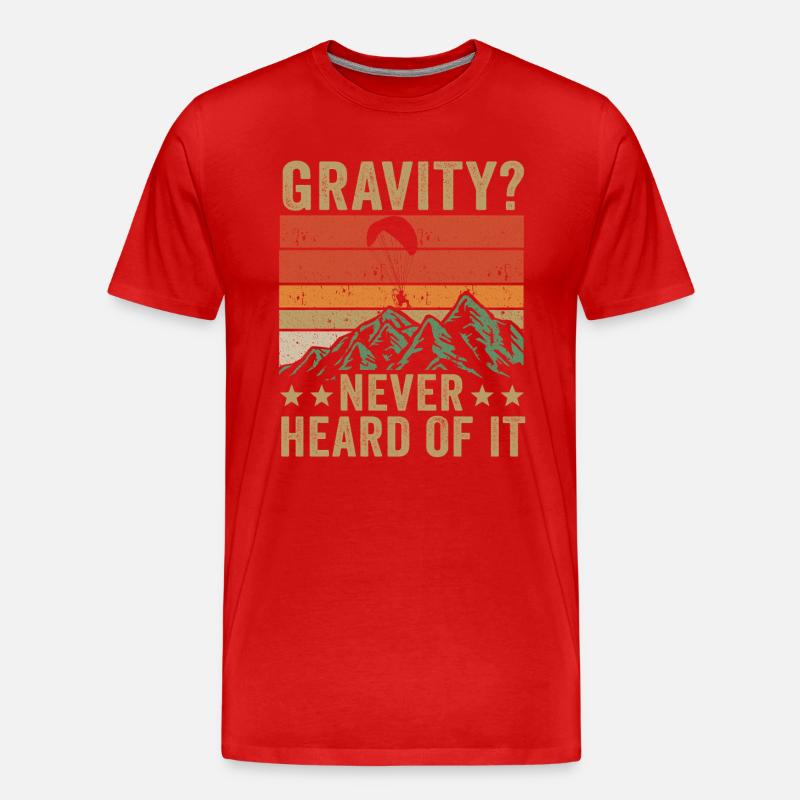 Hilarious Paramotor Gravity Meme - Men's Premium Organic T-Shirt - red