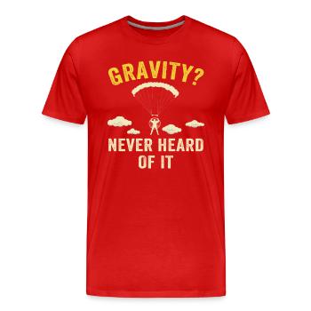 Mème hilarant de gravité de paramoteur - T-shirt bio Premium Homme - rouge - Devant - Damien (186cm)