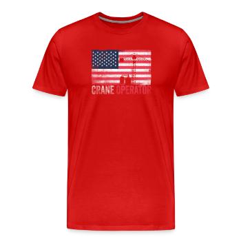 Fierté de l’opérateur de grue drapeau américain - T-shirt bio Premium Homme - rouge - Devant - Damien (186cm)