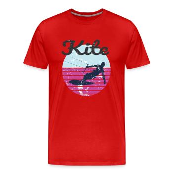 Retro Kiteboarding Abenteuer Vibes - Männer Premium Bio T-Shirt - Rot - Vorne - Damien (186cm)