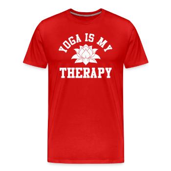 Le yoga est ma thérapie - T-shirt bio Premium Homme - rouge - Devant - Damien (186cm)