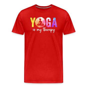 Le yoga est ma thérapie - T-shirt bio Premium Homme - rouge - Devant - Damien (186cm)