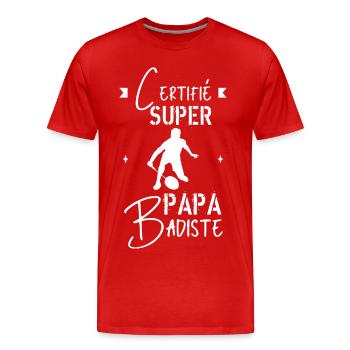 Super papa badiste - T-shirt bio Premium Homme - rouge - Devant - Damien (186cm)