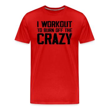 Ich trainiere, um das verrückte lustige Training zu verbrennen - Männer Premium Bio T-Shirt - Rot - Vorne - Damien (186cm)