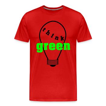 Think Green! - Männer Premium Bio T-Shirt - Rot - Vorne - Damien (186cm)
