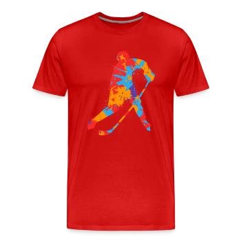 Joueurs de hockey sur glace Hockey Hommes Joueurs de hockey sur glace - T-shirt bio Premium Homme - rouge - Devant - Damien (186cm)