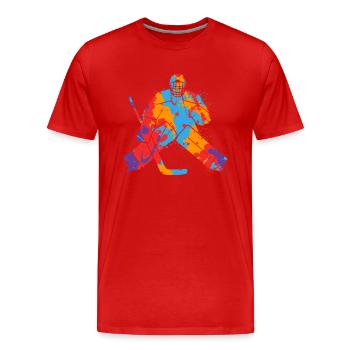 Eishockey Torwart Bunt Kinder Eishockeyspieler - Männer Premium Bio T-Shirt - Rot - Vorne - Damien (186cm)