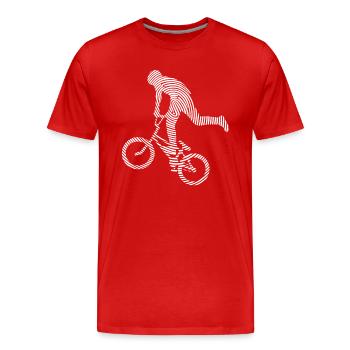 BMX Cascades Vélo Empreinte digitale Vélo BMX - T-shirt bio Premium Homme - rouge - Devant - Damien (186cm)