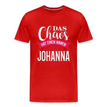 JOHANNA - Chaos - Männer Premium Bio T-Shirt - Rot - Vorne - Damien (186cm)