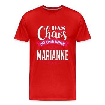 MARIANNE - Chaos - Männer Premium Bio T-Shirt - Rot - Vorne - Damien (186cm)