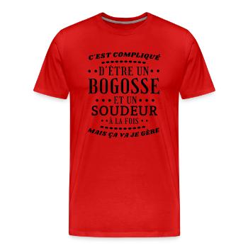Bogosse soudeur - T-shirt bio Premium Homme - rouge - Devant - Damien (186cm)