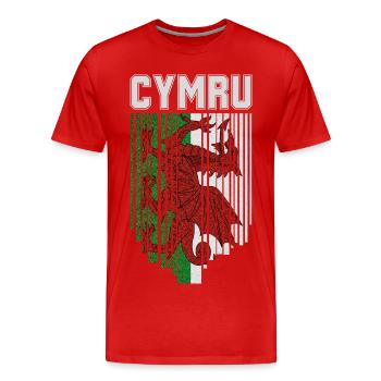Drapeau du Pays de Galles, fierté galloise - T-shirt bio Premium Homme - rouge - Devant - Damien (186cm)