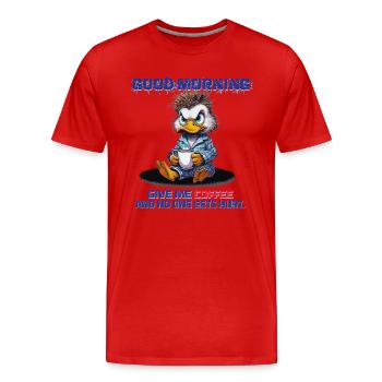 Bonjour – Donnez-moi du café et personne ne sera blessé - T-shirt bio Premium Homme - rouge - Devant - Damien (186cm)