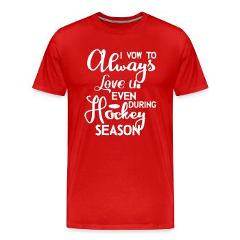 Hockey Season - Men's Premium Organic T-Shirt - red - Front - Damien (186cm)