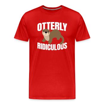 Otterly Ridicule drôle Otter indiquant le cadeau - T-shirt bio Premium Homme - rouge - Devant - Damien (186cm)