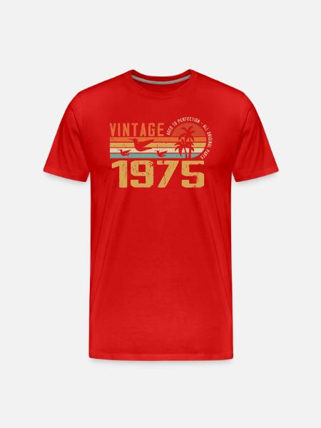 Vintage 1975 Verjaardagscadeau - Vintage 1975 - Mannen premium biologisch T-shirt - rood