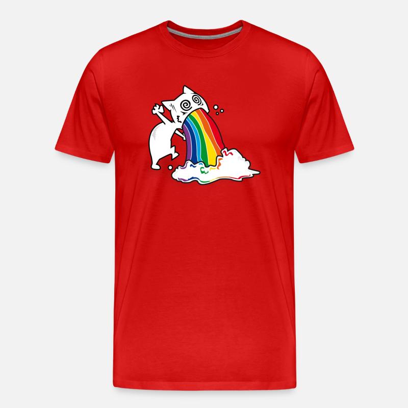 Regenbogenkotze Katze - Männer Premium Bio T-Shirt - Rot