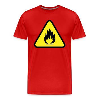 Achtung Brennbar - Männer Premium Bio T-Shirt - Rot - Vorne - Damien (186cm)