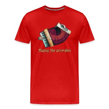 Accordion - Men's Premium Organic T-Shirt - red - Front - Damien (186cm)