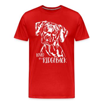 Loved by a Ridgeback Hunde Rhodesian Ridgeback - Männer Premium Bio T-Shirt - Rot - Vorne - Damien (186cm)
