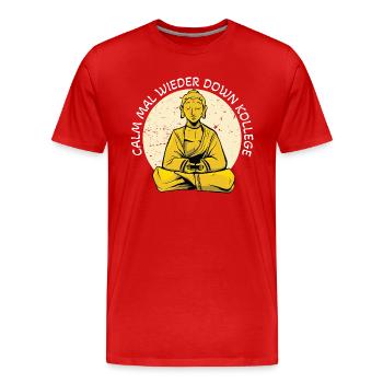 Calm mal Down Kollege! - Männer Premium Bio T-Shirt - Rot - Vorne - Damien (186cm)