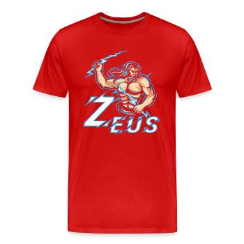 Zeus Griechische Mythologie Grafik - Männer Premium Bio T-Shirt - Rot - Vorne - Damien (186cm)