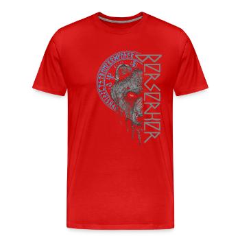 Berserker Bär Krieger Odin Nordische Runen Symbole - Männer Premium Bio T-Shirt - Rot - Vorne - Damien (186cm)