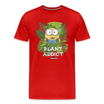 Minions Plant Addict With Green Plants - Men's Premium Organic T-Shirt - red - Front - Damien (186cm)
