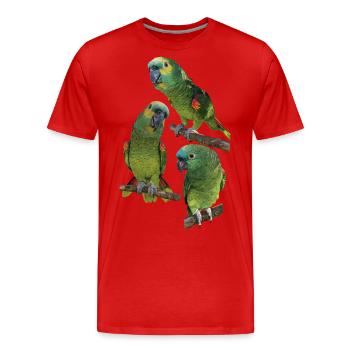 L’amazone à front bleu - T-shirt bio Premium Homme - rouge - Devant - Damien (186cm)