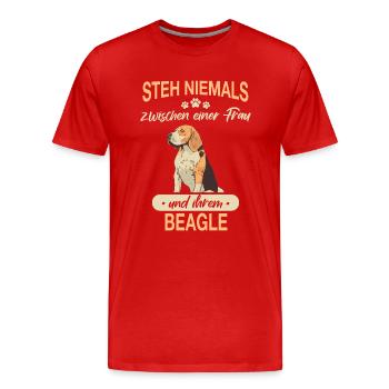 Beagle Hund Hundehalter - Männer Premium Bio T-Shirt - Rot - Vorne - Damien (186cm)