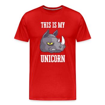 Rhinoceros - Men's Premium Organic T-Shirt - red - Front - Damien (186cm)