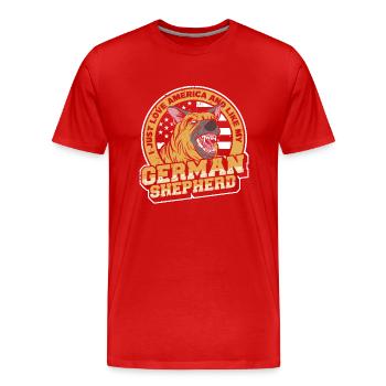 German Shepherd Dog - Men's Premium Organic T-Shirt - red - Front - Damien (186cm)
