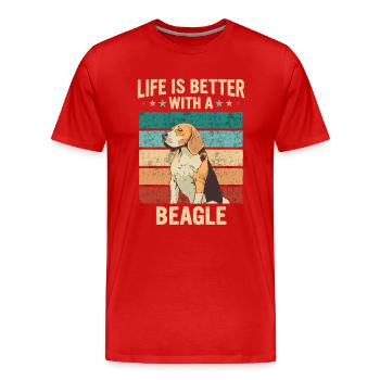 Beagle Hund - Männer Premium Bio T-Shirt - Rot - Vorne - Damien (186cm)