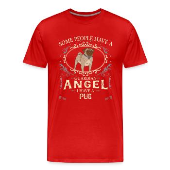 Carlin Pug Chien - T-shirt bio Premium Homme - rouge - Devant - Damien (186cm)