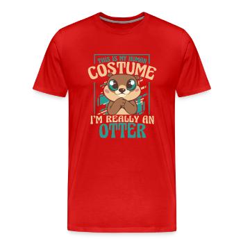 Loutre de mer - T-shirt bio Premium Homme - rouge - Devant - Damien (186cm)