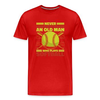 Softball Sport Softball Player - Men's Premium Organic T-Shirt - red - Front - Damien (186cm)