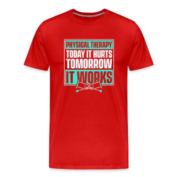 Assistante thérapeute en physiothérapie - T-shirt bio Premium Homme - rouge - Devant - Damien (186cm)